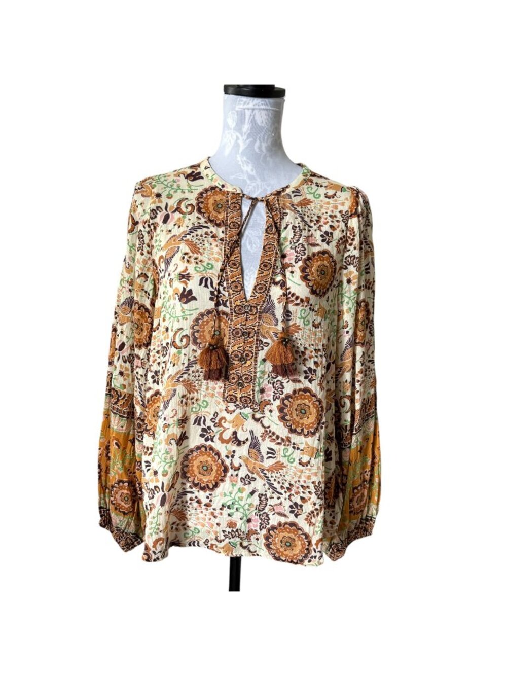 SPELL and the Gypsy Womens Boho Long Sleeve Floral Top Small